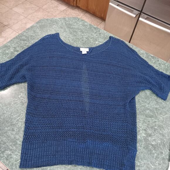 Vintage Loop 18 Open Back Open Knit Sweater Top Juniors Size 13/15 Blue 90s Y2k - Picture 9 of 10